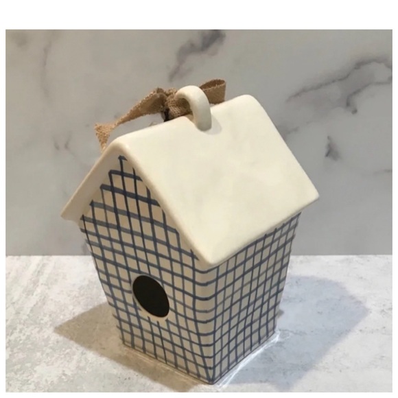 NEW Rae Dunn Plaid Perch Birdhouse - Picture 3 of 5